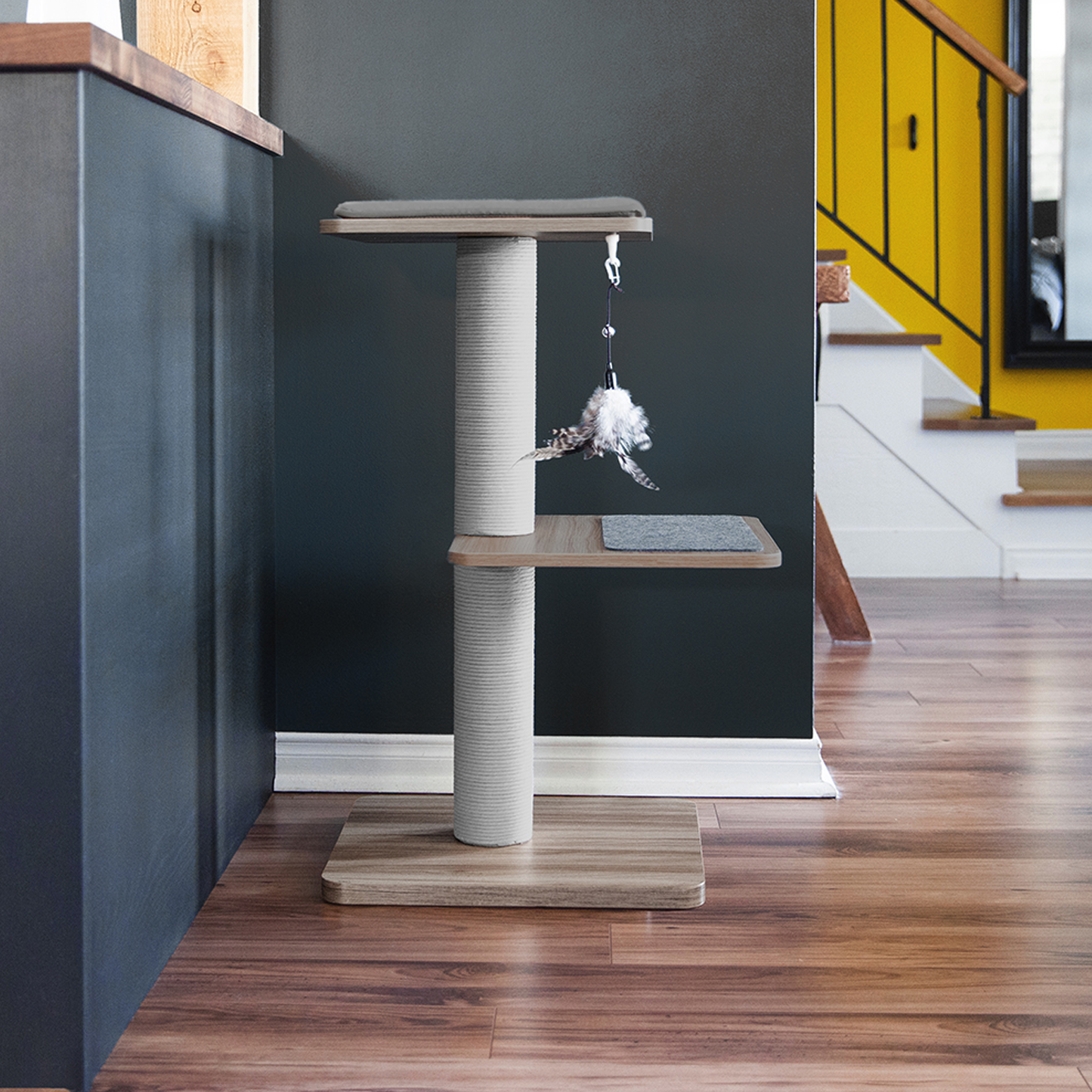 Cat tree scratcher pole, wood