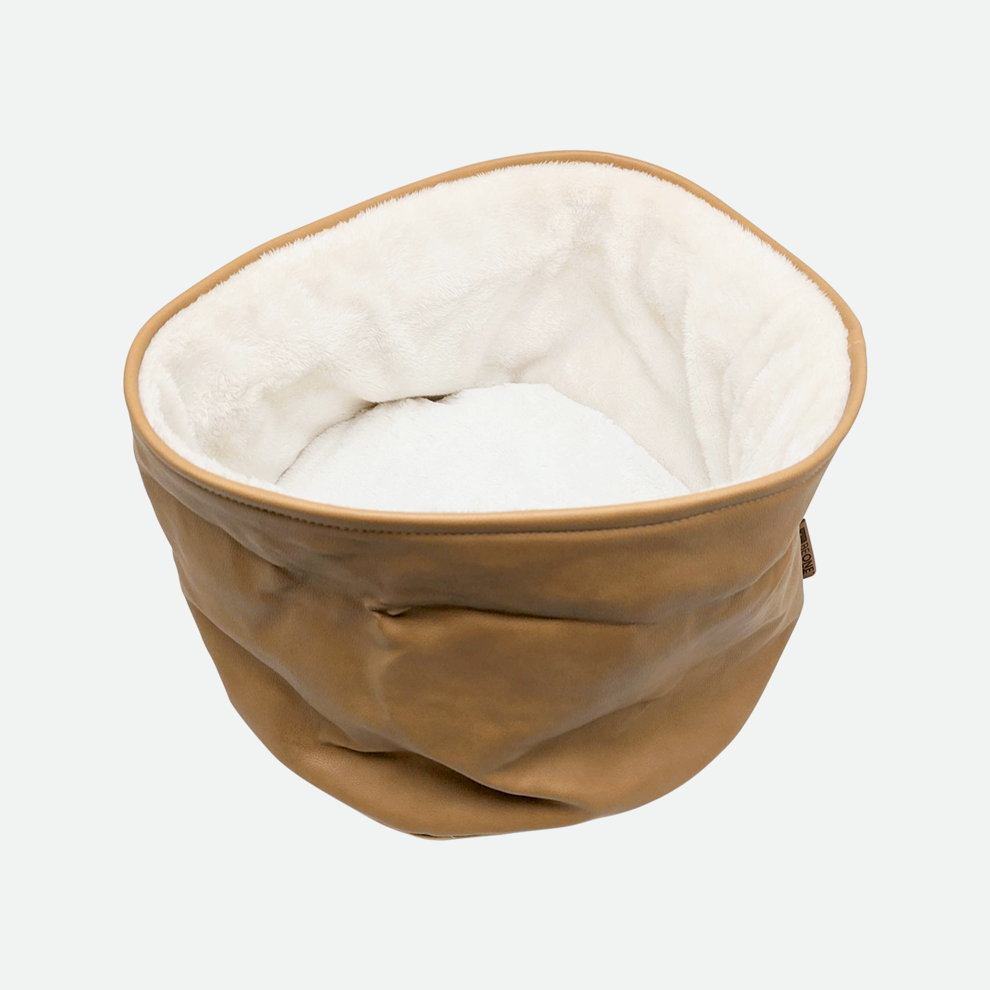 Faux leather basket bed for cat and small dog