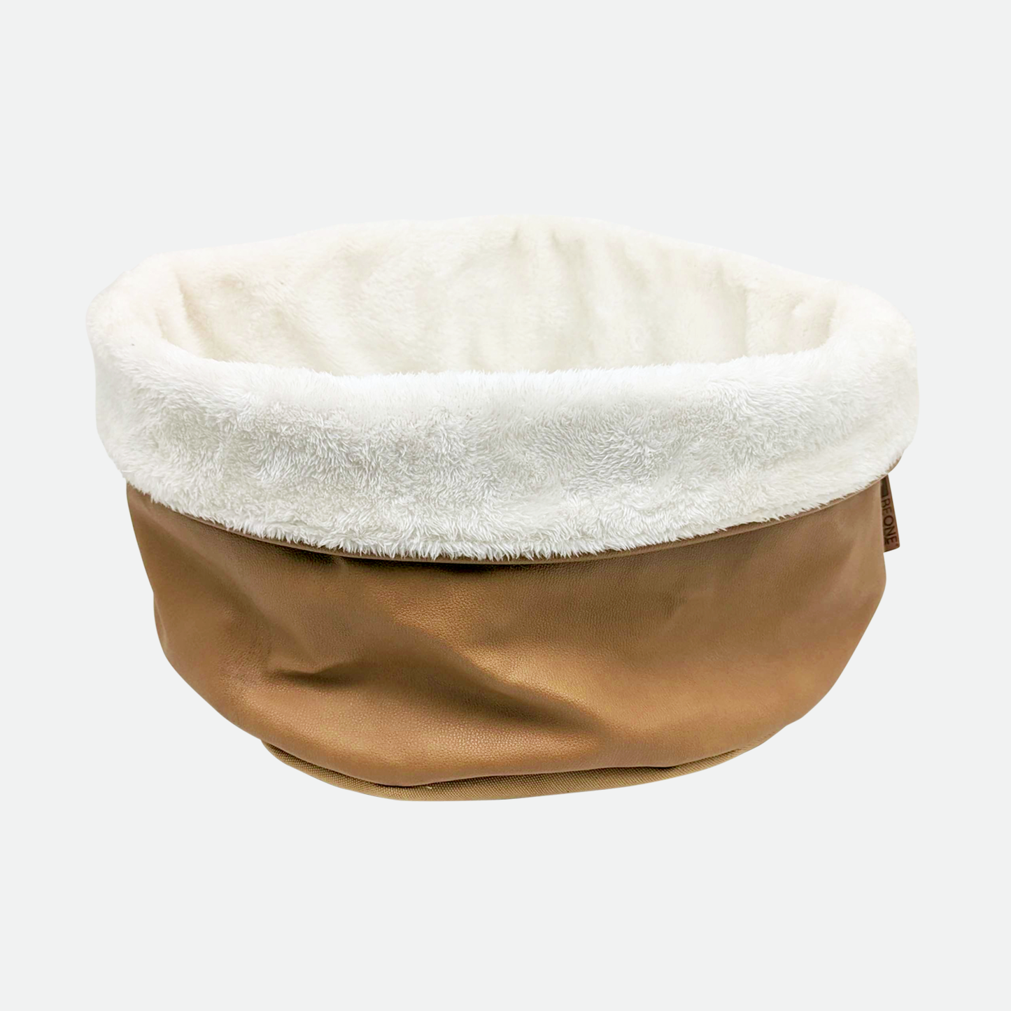 Faux leather basket bed for cat and small dog