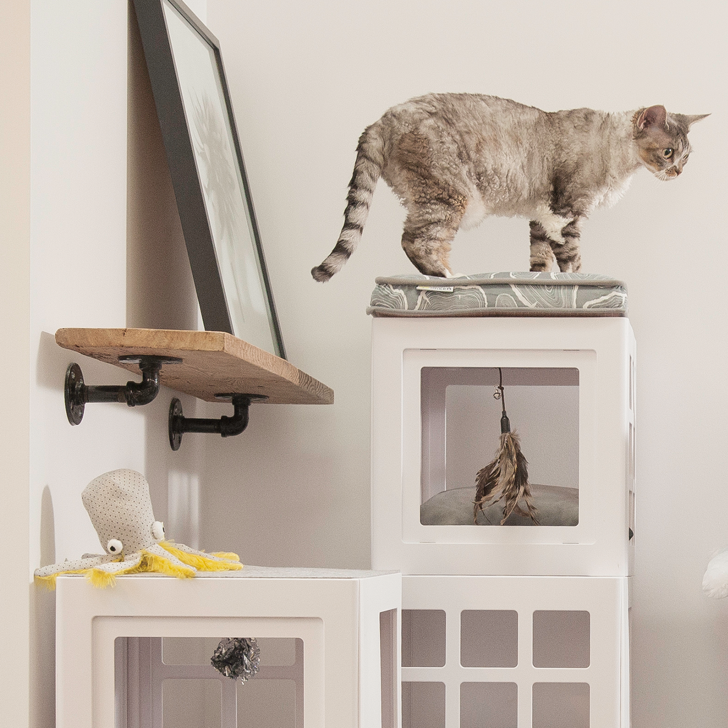 Katt3 memory foam bed gray timber style