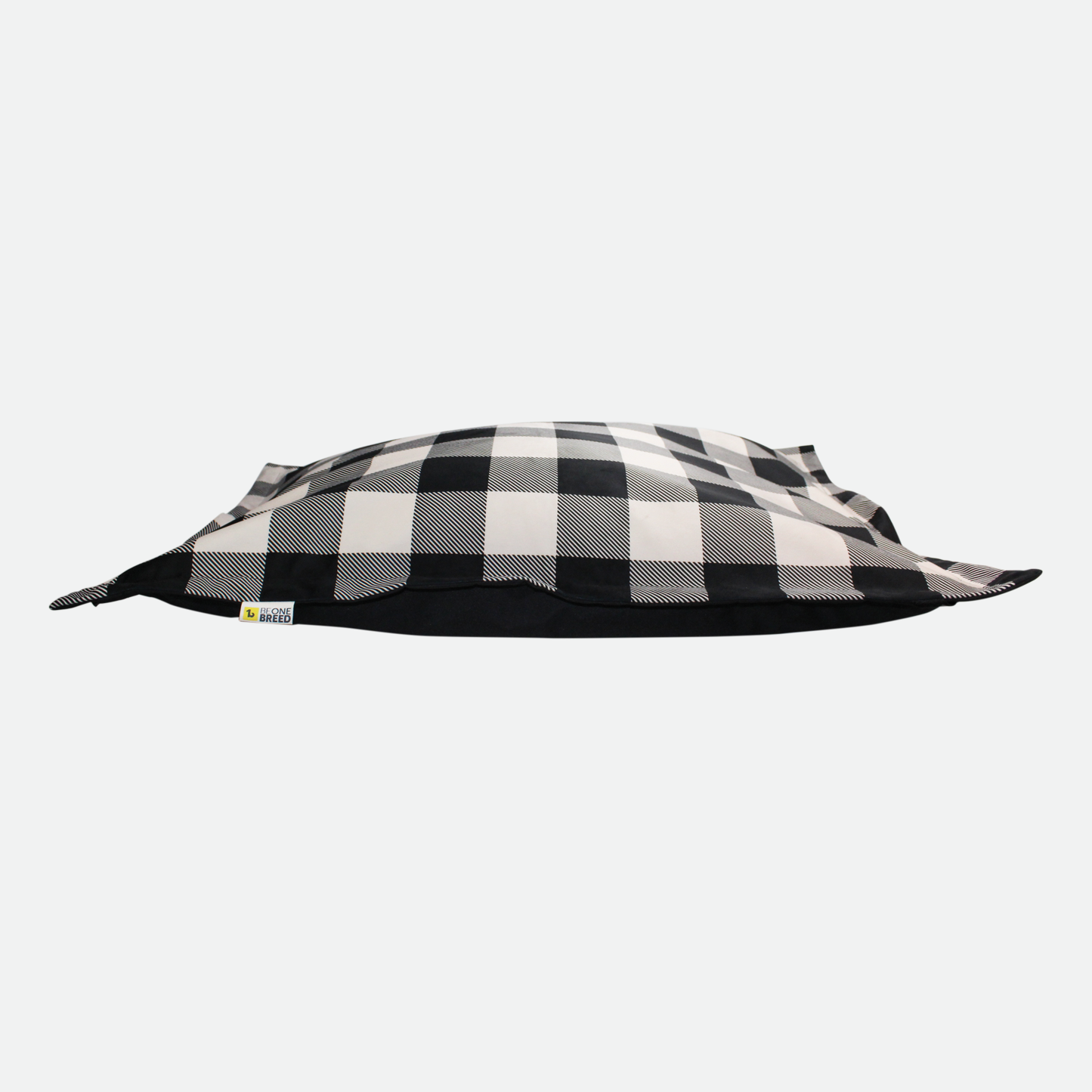 Memory foam dog bed, black plaid style
