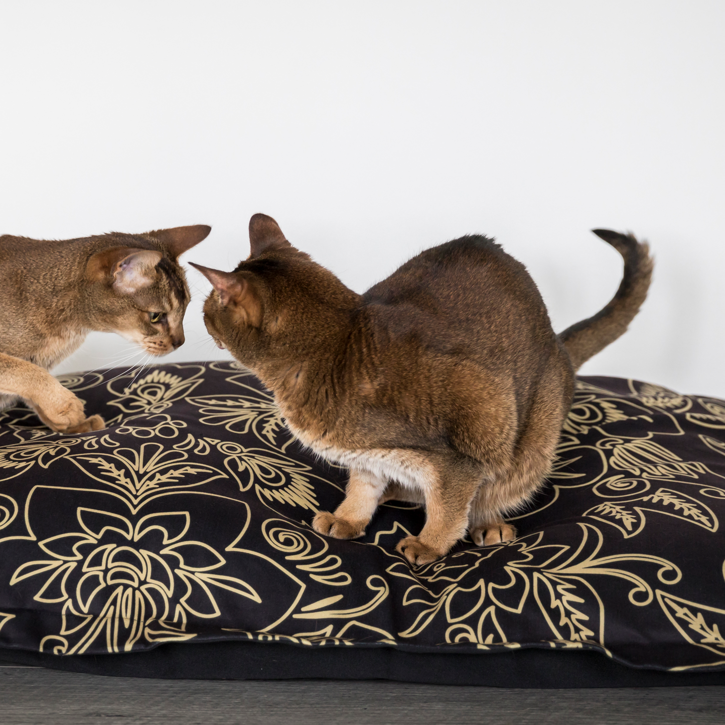 Memory foam dog bed, gold flowers style