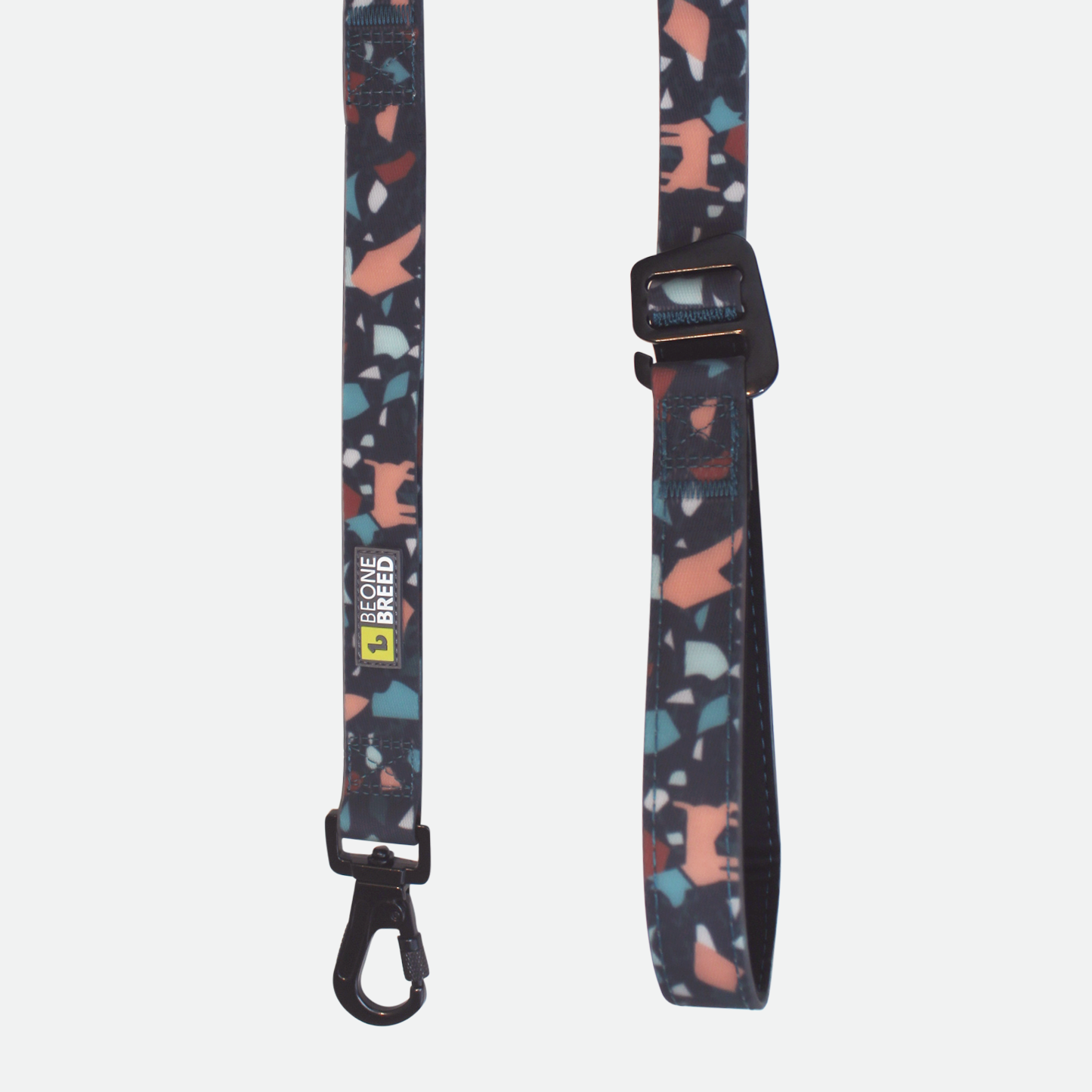 Silicone leash for dog, dark terrazzo style