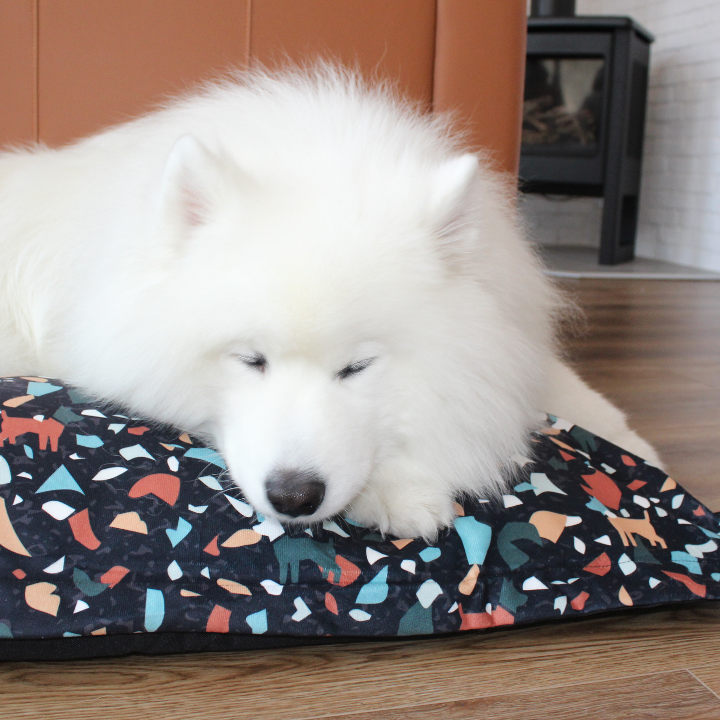 Memory foam dog bed, terrazzo style