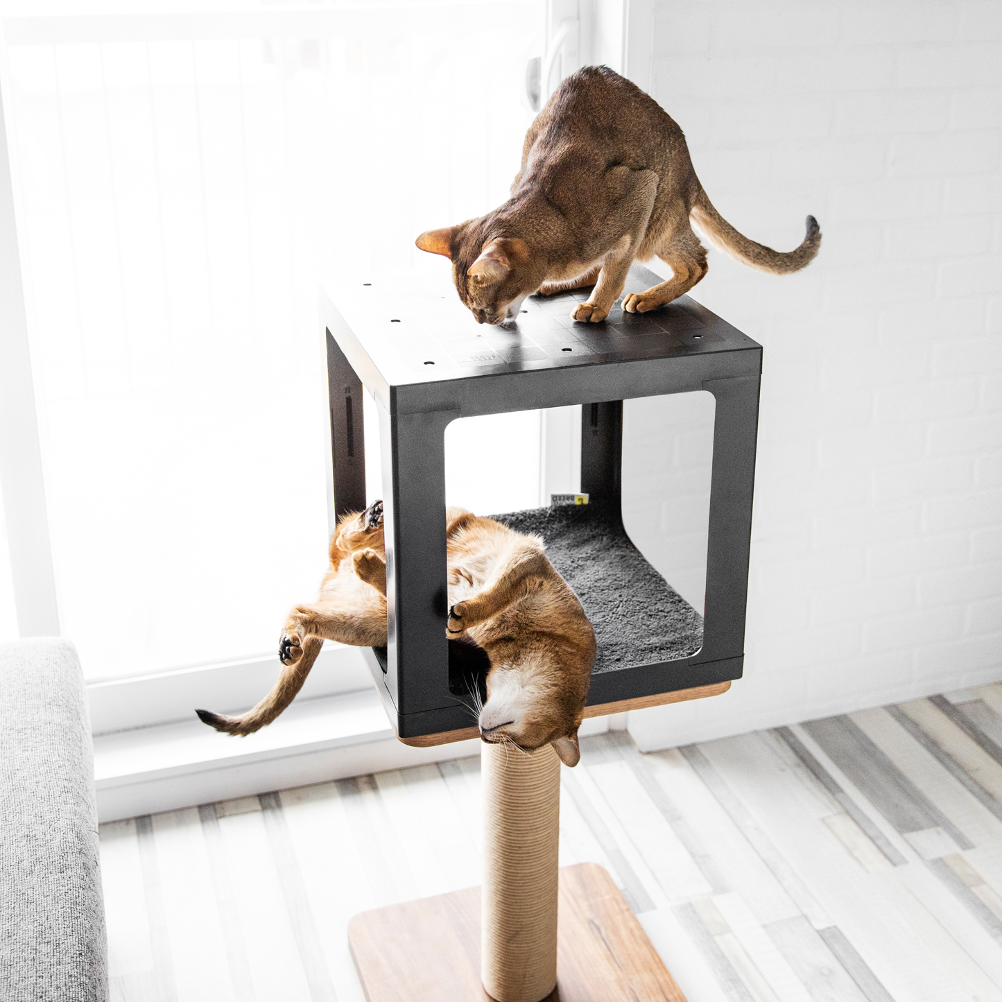 Cat tree scratcher pole, wood