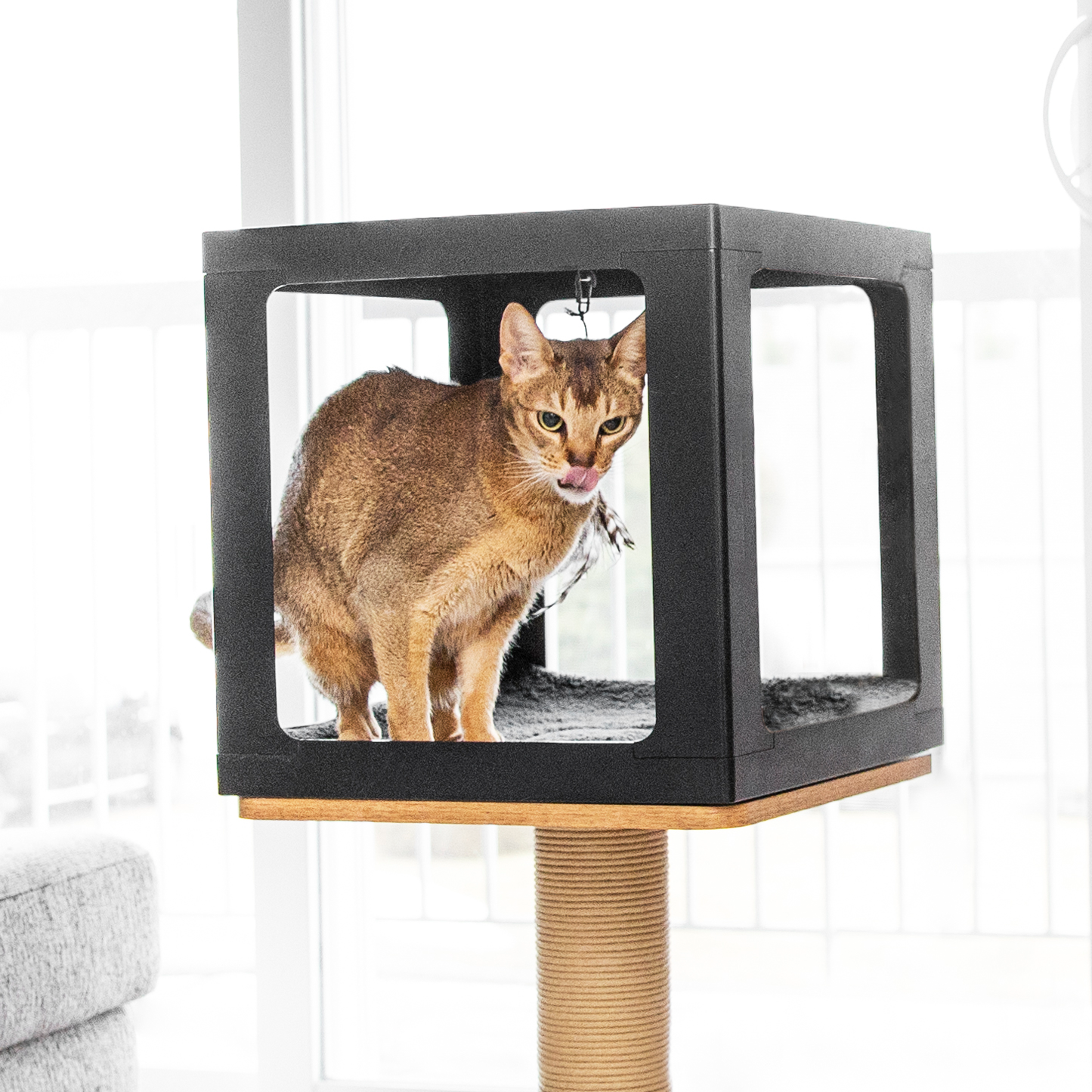 Cat tree scratcher pole, wood