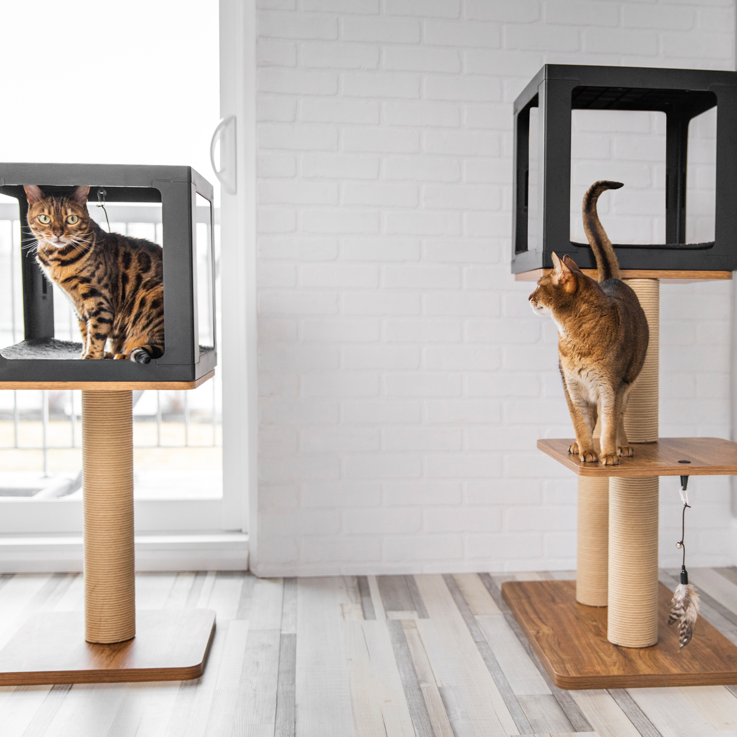 Cat tree scratcher pole, wood