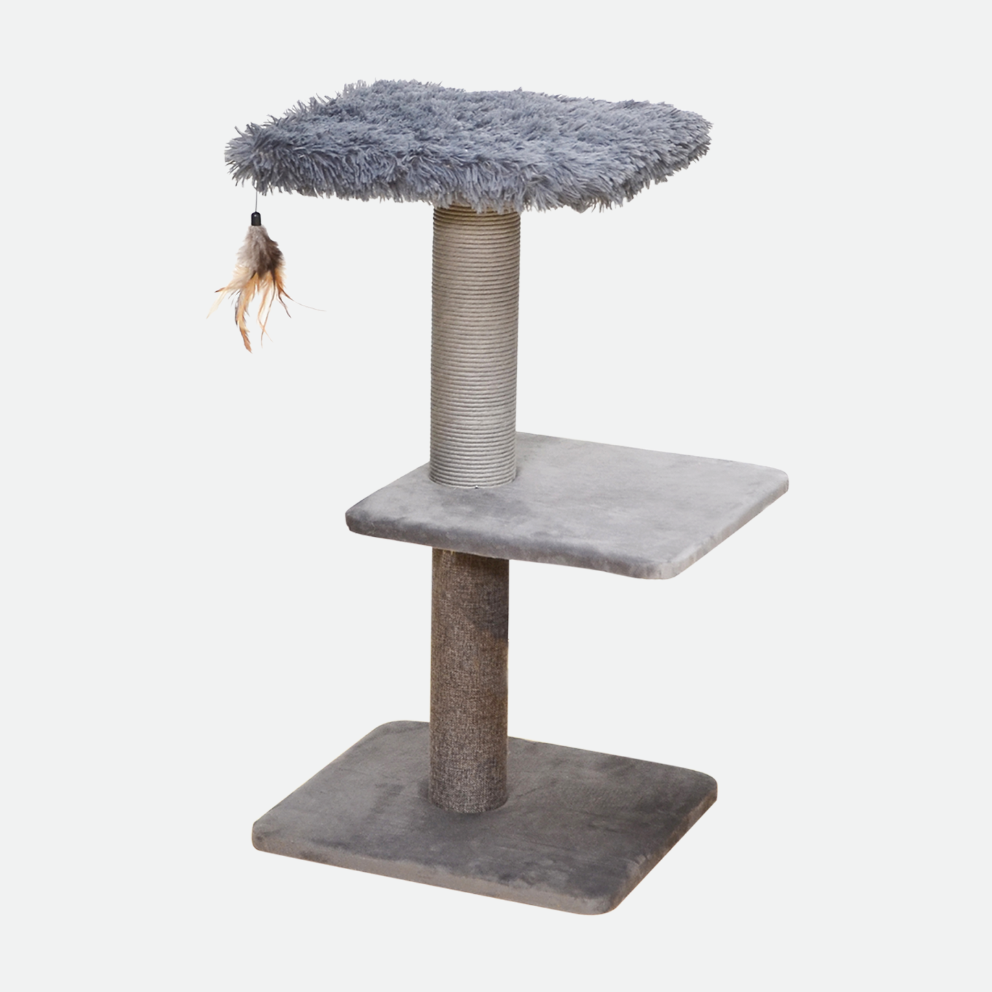 Cat tree scratcher pole, gray fur
