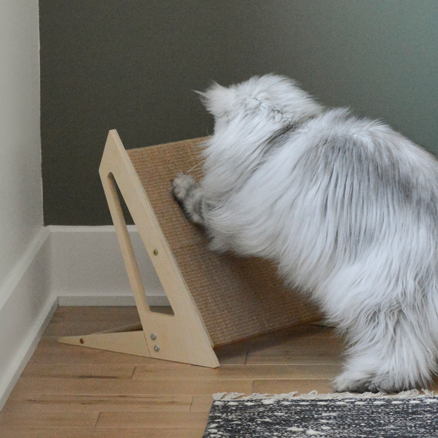 Ergonomic reversible sisal scratcher for cat, beige