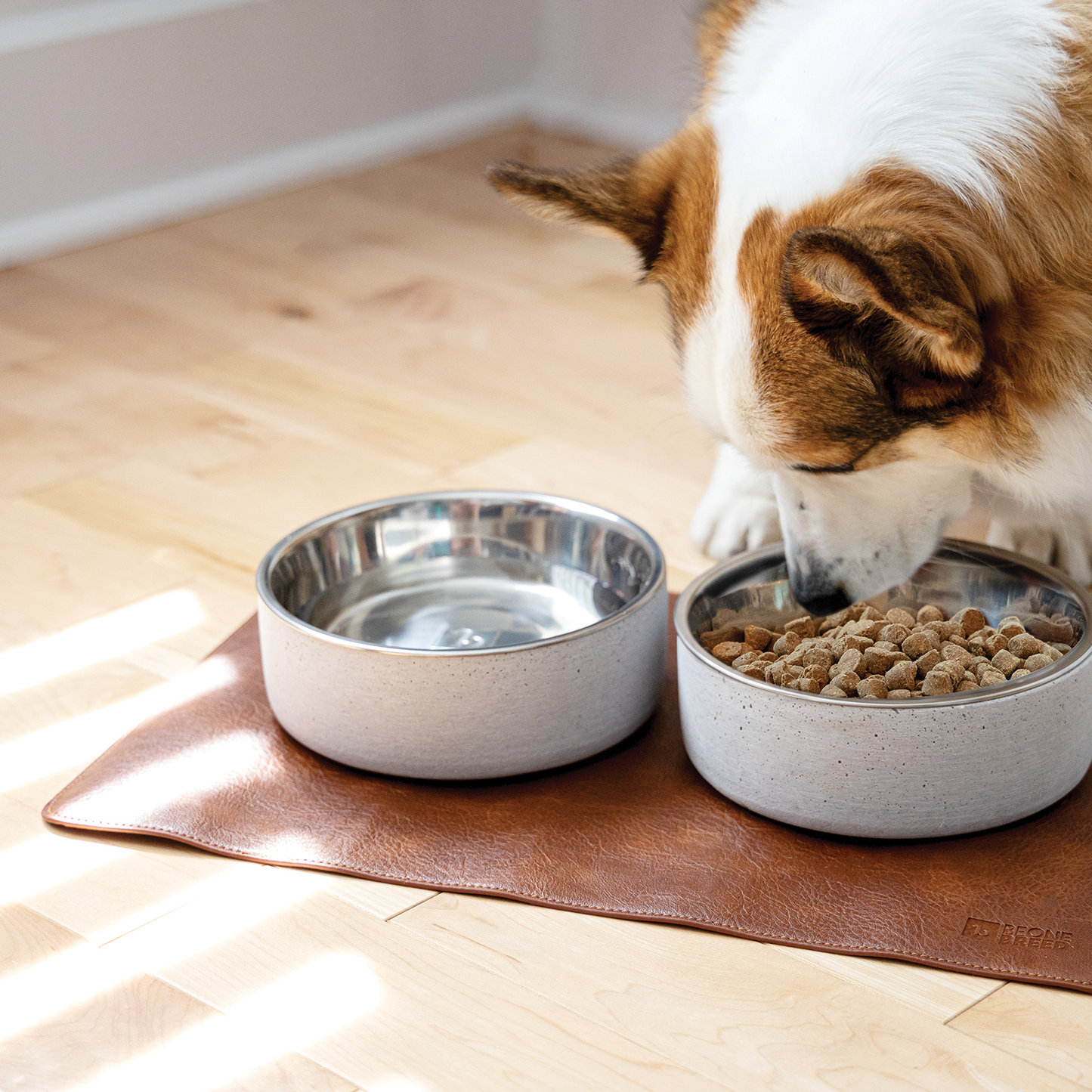 Faux leather placemat for pet, brown