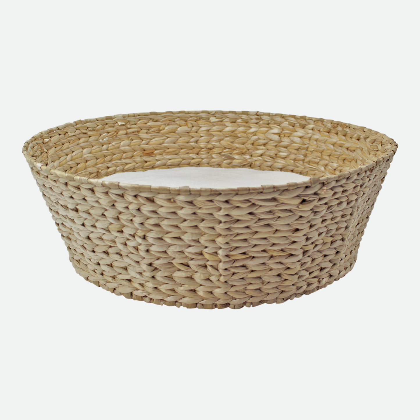 Woven basket bed for cat and small dog, beige